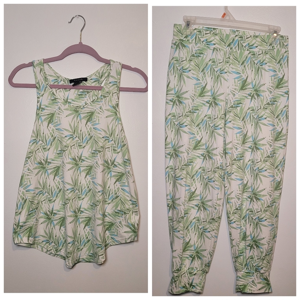 Tahari Palm Print Soft Pajama Set Size Small